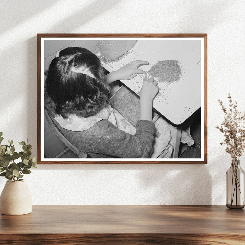 Young Girl Shelling Pecans in San Antonio 1939