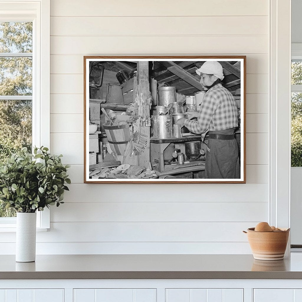 Mexican Woman Organizing Belongings San Antonio 1939