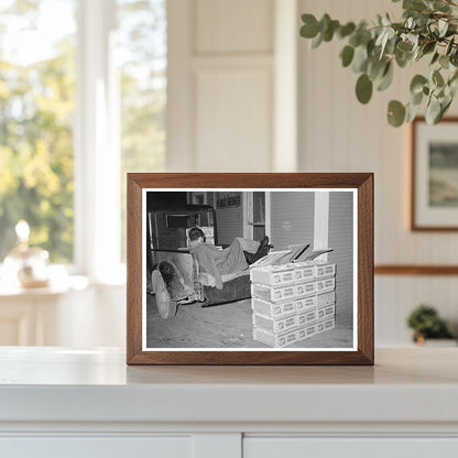 Tomato Peddler Sleeping in Truck San Antonio 1939