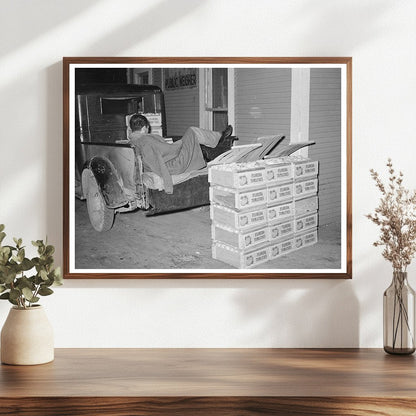 Tomato Peddler Sleeping in Truck San Antonio 1939
