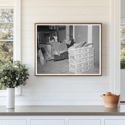 Tomato Peddler Sleeping in Truck San Antonio 1939