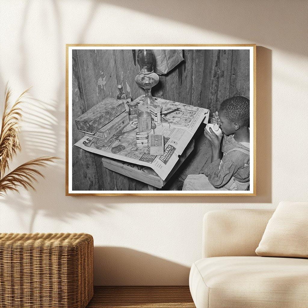 Young Boy Drinking Flour and Water in 1939 Texas