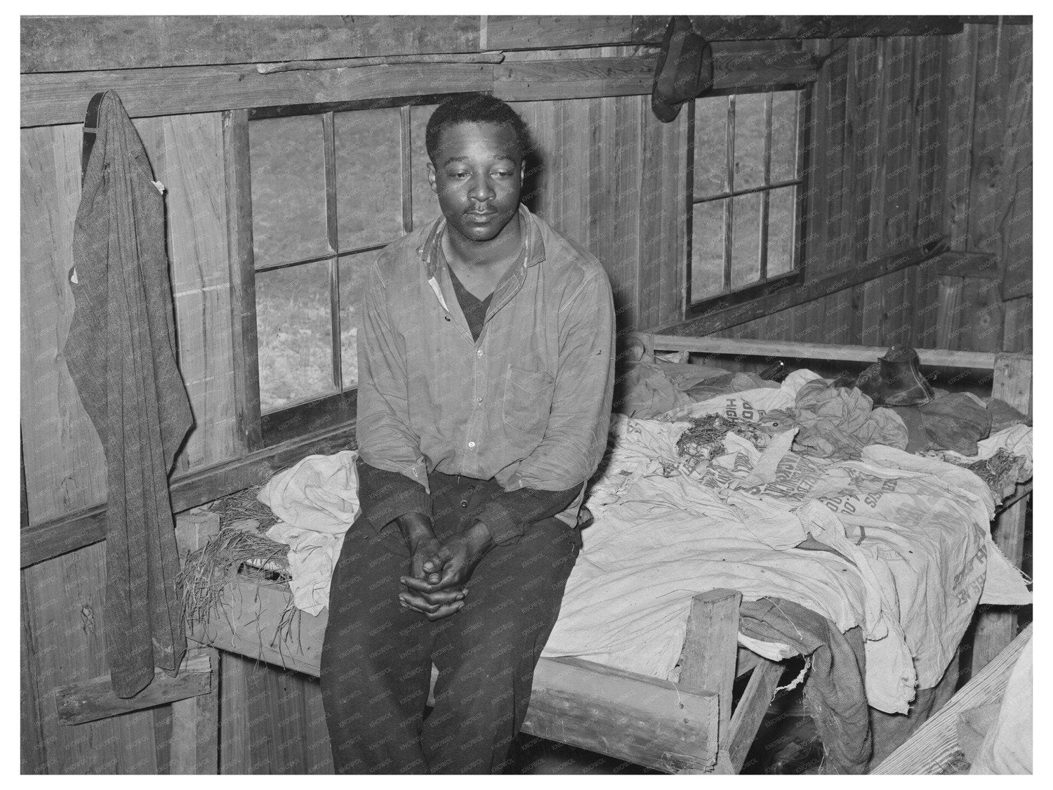Strawberry Worker in Bunkhouse Hammond Louisiana 1939
