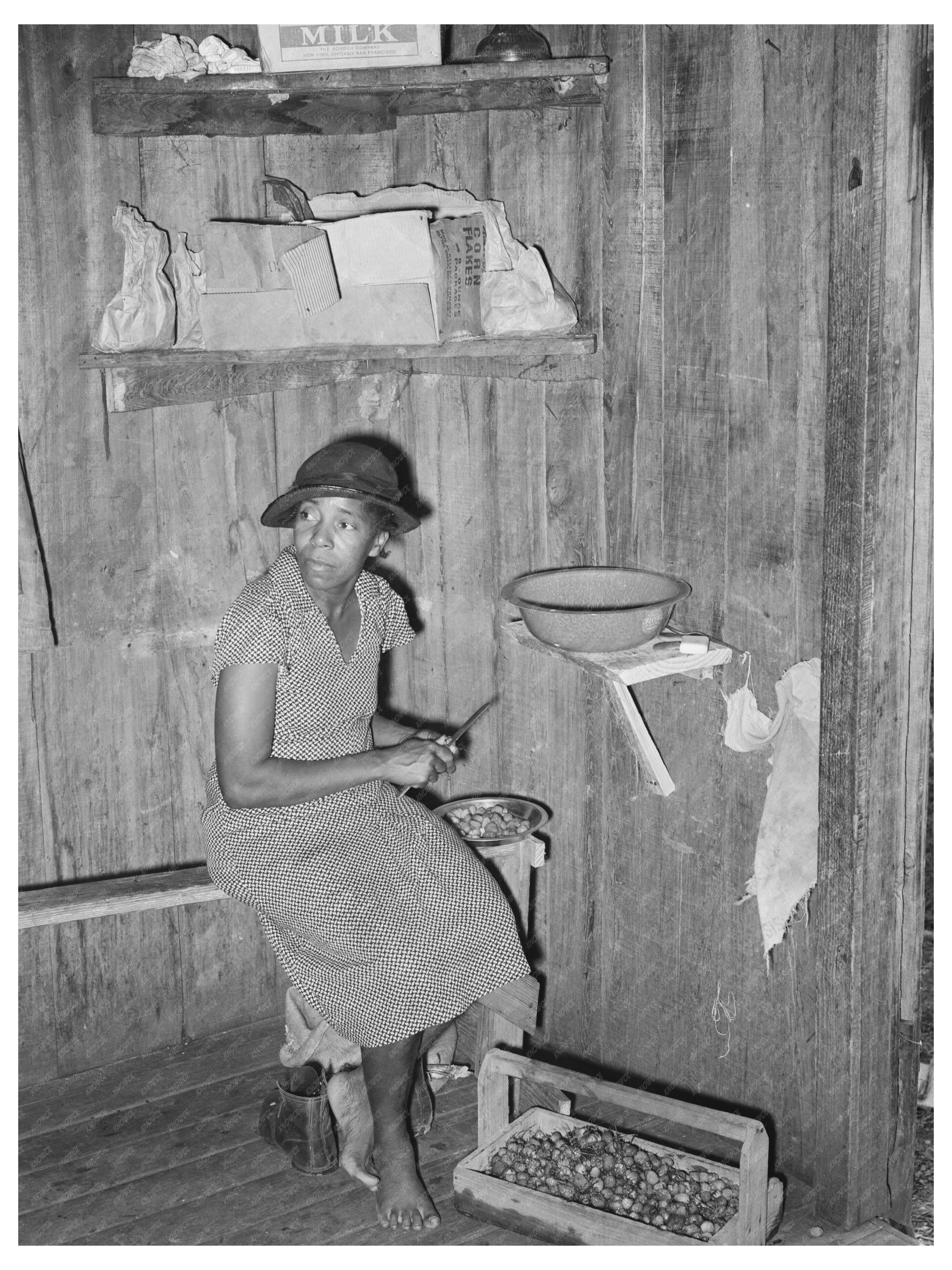 Woman Cutting Strawberries for Wine Production 1939