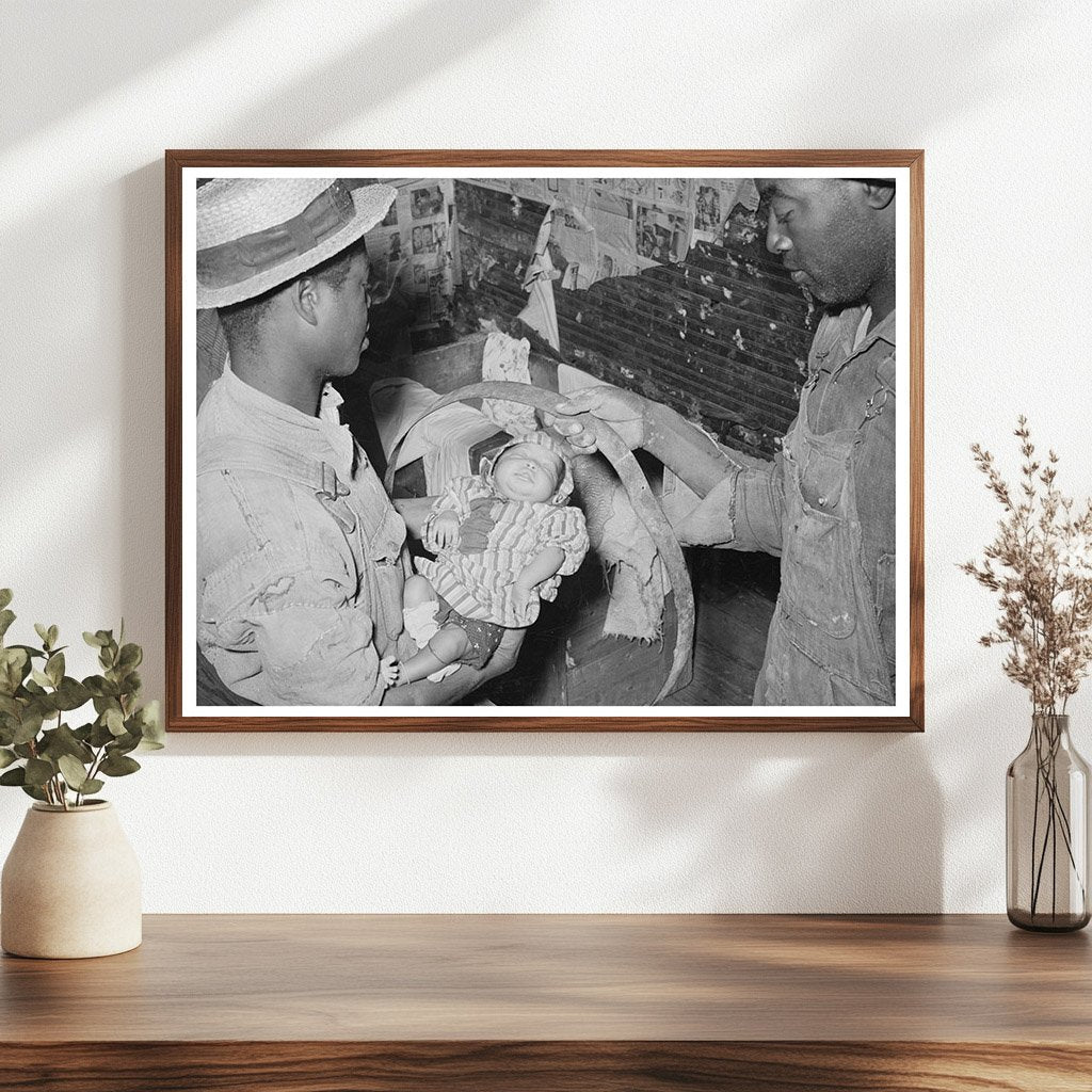 Men Passing Baby Through Hoop in Jefferson Texas 1939