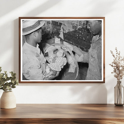 Men Passing Baby Through Hoop in Jefferson Texas 1939
