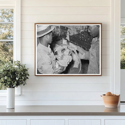 Men Passing Baby Through Hoop in Jefferson Texas 1939