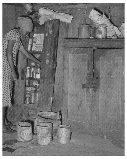 Vintage 1939 Photo Woman Cooking Dinner on Texas Farm