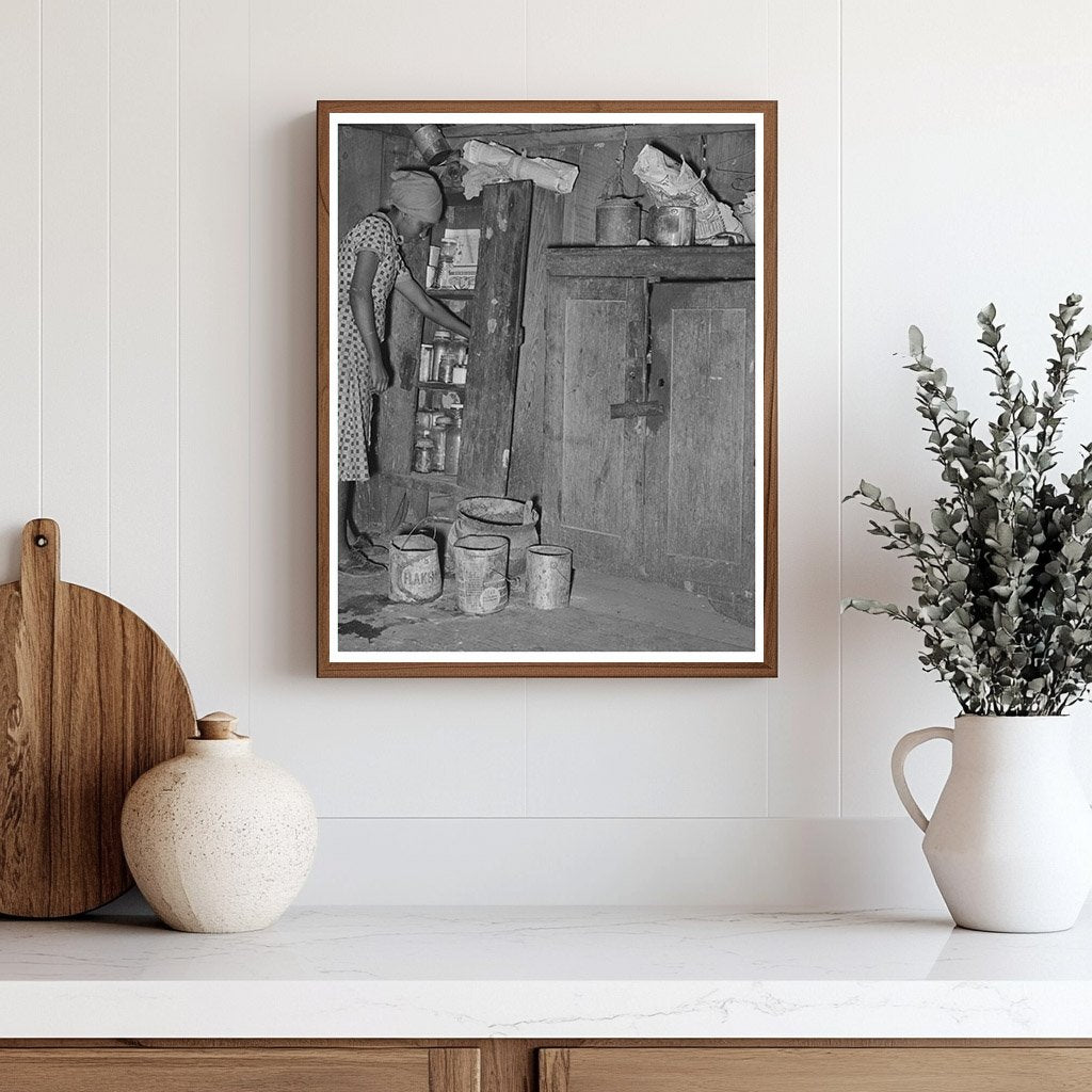 Vintage 1939 Photo Woman Cooking Dinner on Texas Farm