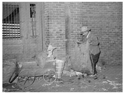 Mexican Man Collecting Refuse at San Antonio Market 1939