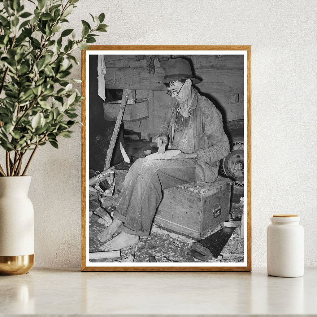 Migrant Worker Shaping Wooden Block Hammond Louisiana 1939