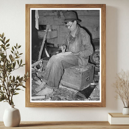 Migrant Worker Shaping Wooden Block Hammond Louisiana 1939