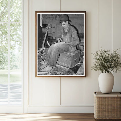 Migrant Worker Shaping Wooden Block Hammond Louisiana 1939