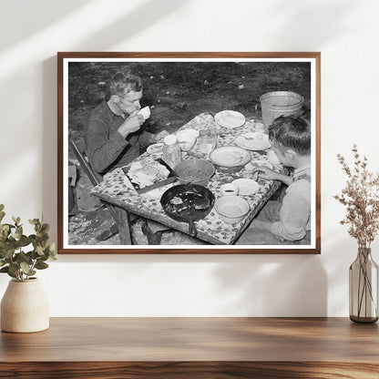 Migrant Berry Picker and Son Dinner in Louisiana 1939
