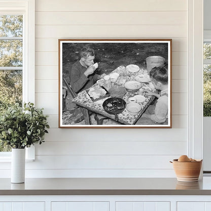 Migrant Berry Picker and Son Dinner in Louisiana 1939