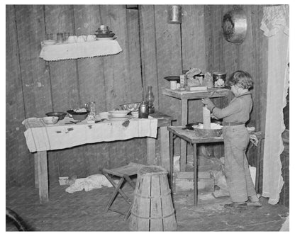 1939 Interior of Temporary Home for Strawberry Pickers Louisiana