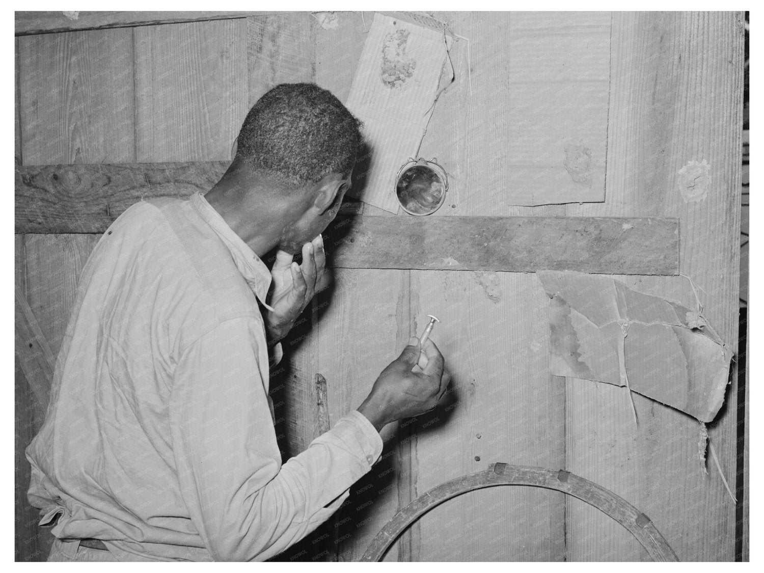 Strawberry Picker Shaving in Hammond Louisiana 1939