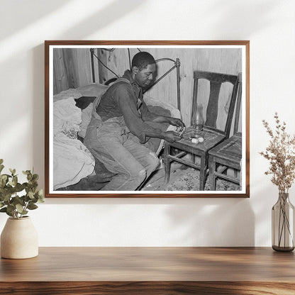 Man Lighting Lamp in Bedroom Louisiana April 1939