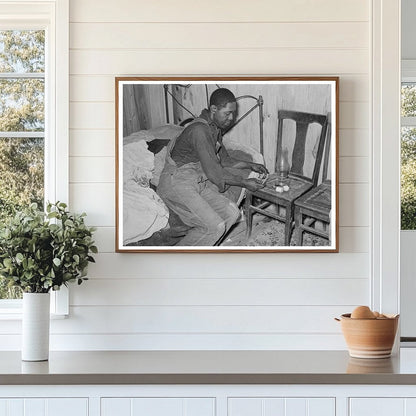 Man Lighting Lamp in Bedroom Louisiana April 1939