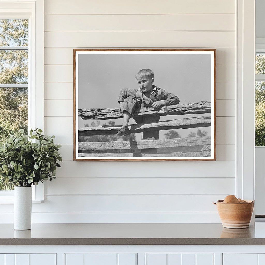 Farm Boy Resting on Fence San Augustine Texas 1939
