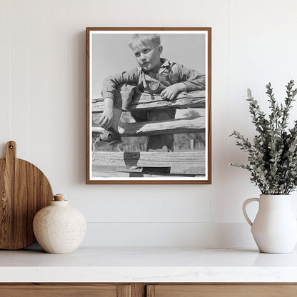 Farm Boy Resting on Fence San Augustine County Texas 1939