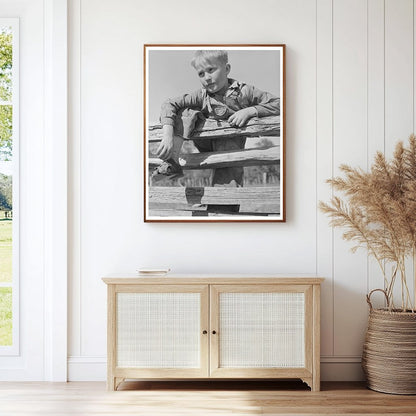 Farm Boy Resting on Fence San Augustine County Texas 1939