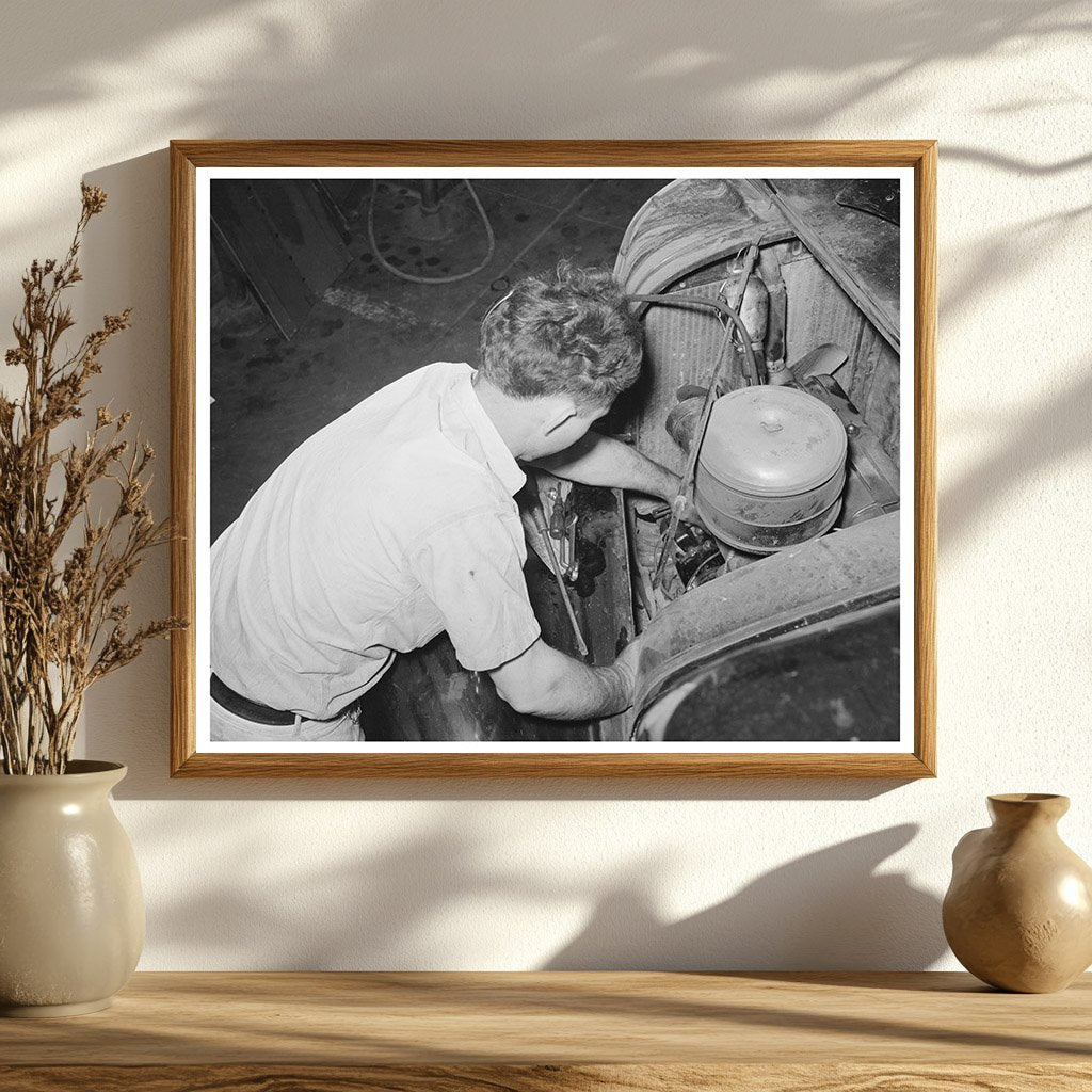 Mechanic Working on Auto Motor in San Augustine Texas 1939