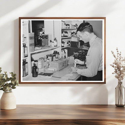Druggist Preparing Prescription in San Augustine Texas 1939