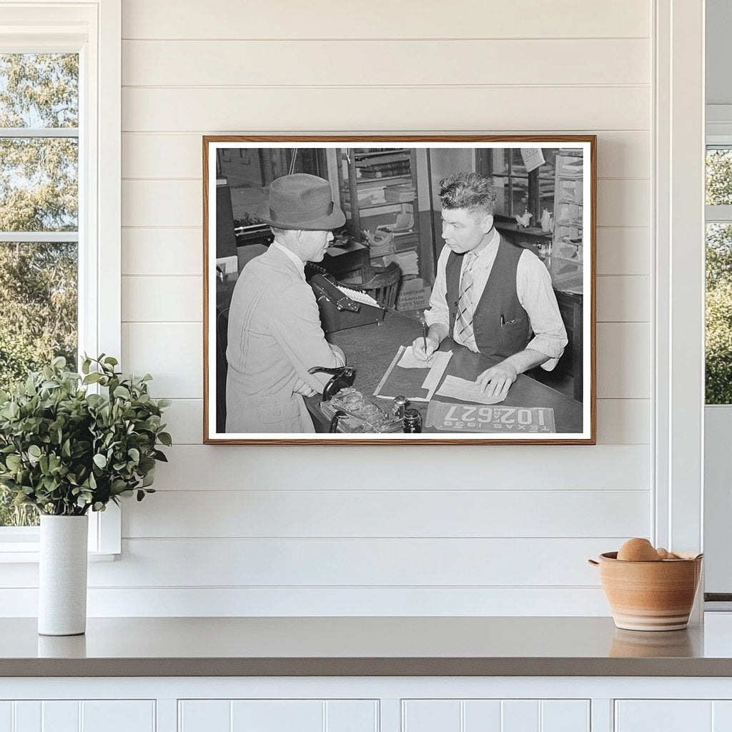 San Augustine Texas Automobile License April 1939 Vintage Image