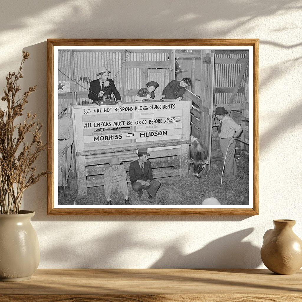 Cattle Auction Barn Scene San Augustine Texas 1939