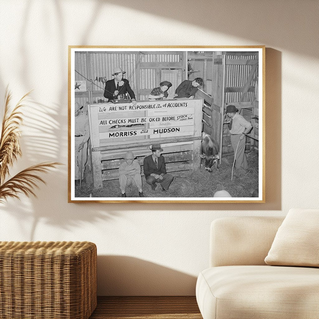 Cattle Auction Barn Scene San Augustine Texas 1939