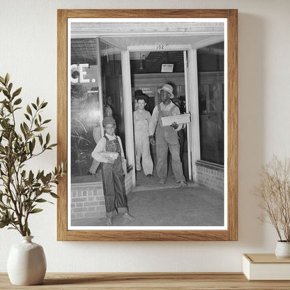 Man Exiting San Augustine Post Office with Baby Chicks 1939