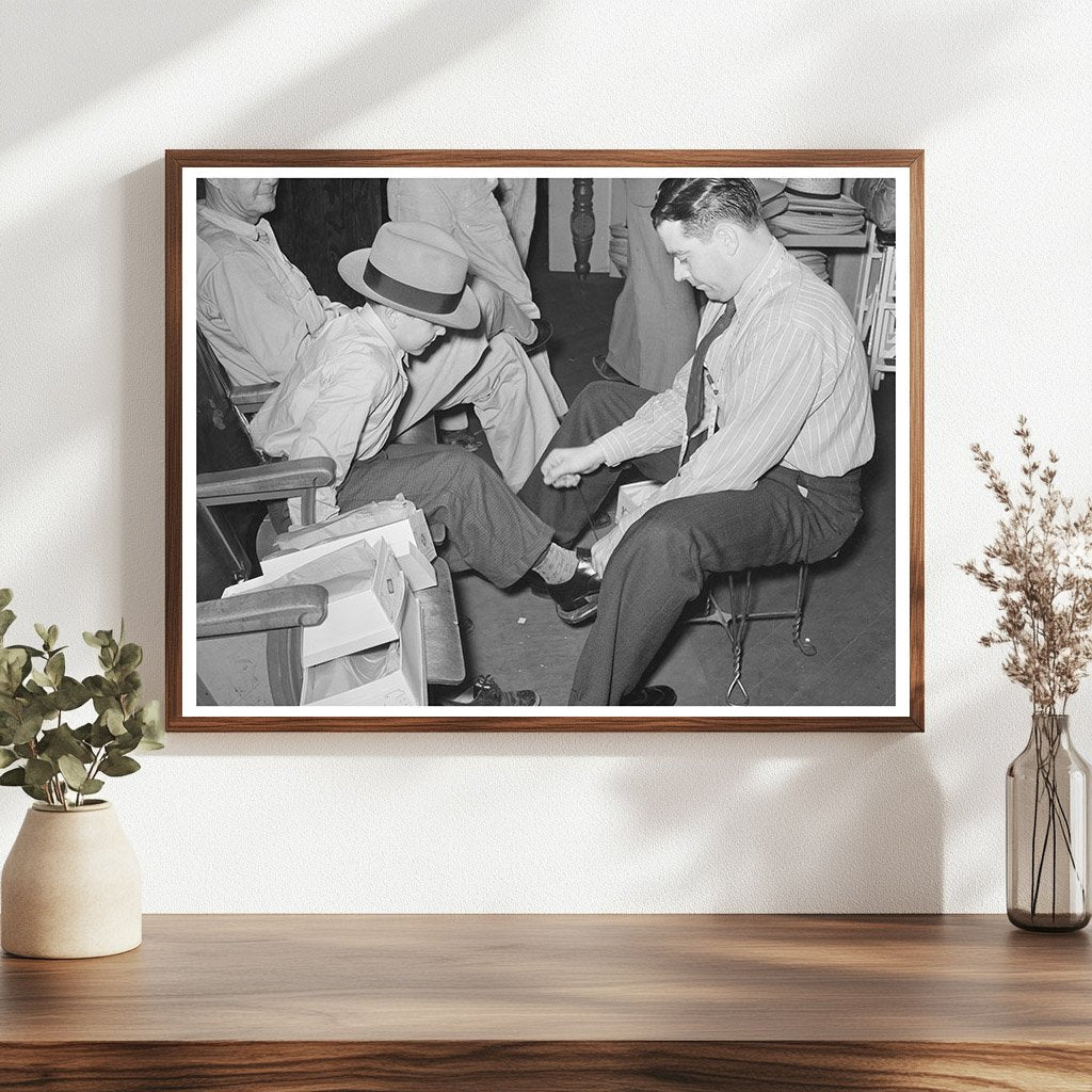 Vintage 1939 San Augustine Shoe Fitting Scene