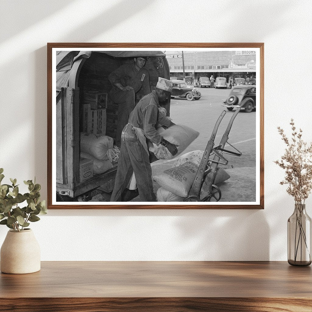 Grocery Wagon Unloading in San Augustine Texas 1939