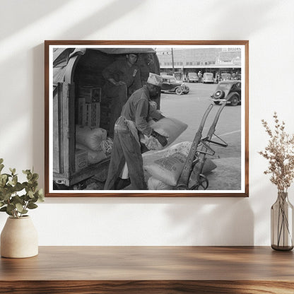 Grocery Wagon Unloading in San Augustine Texas 1939