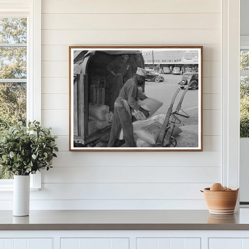 Grocery Wagon Unloading in San Augustine Texas 1939