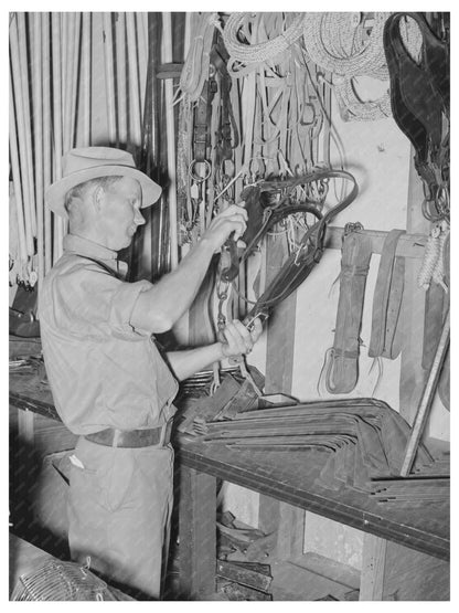 Farmer Examines Halter in San Augustine Texas 1939