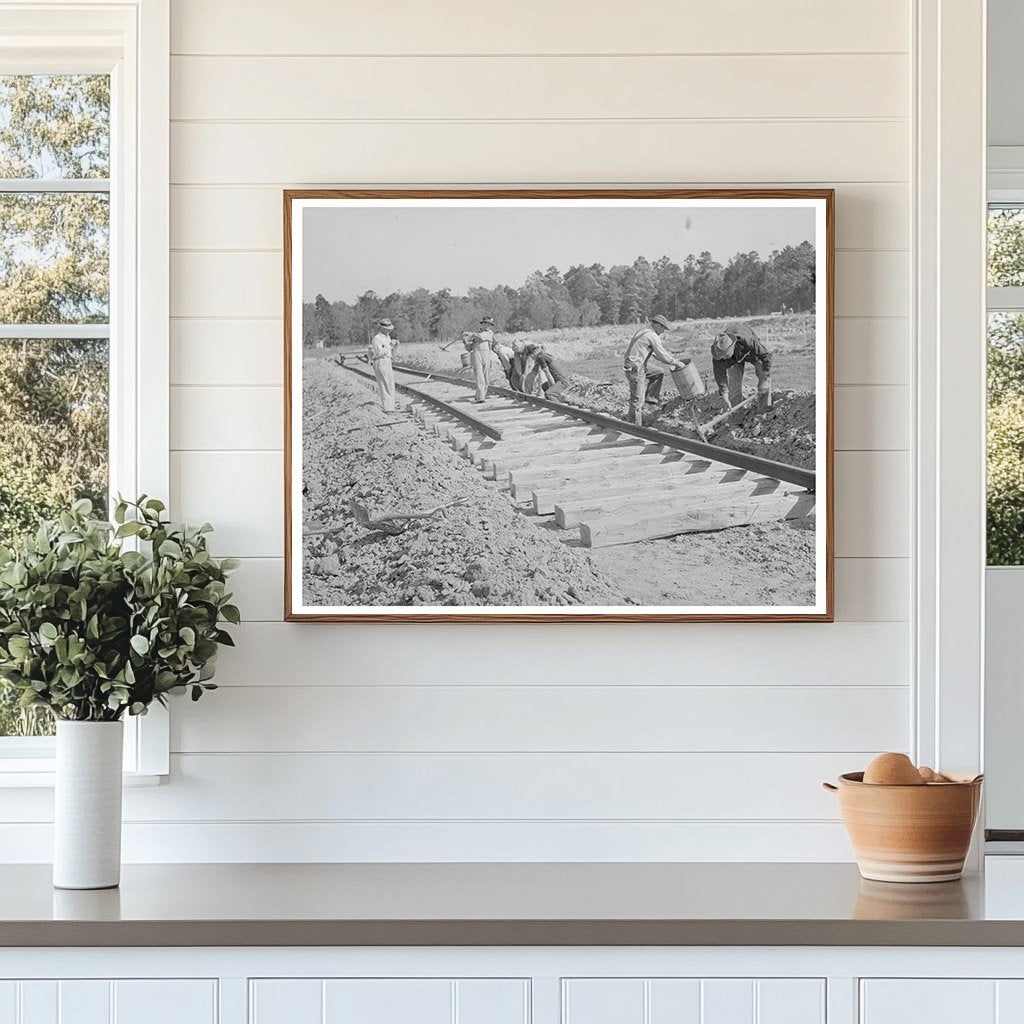 Workers Laying Track at Lufkin Paper Mill 1939
