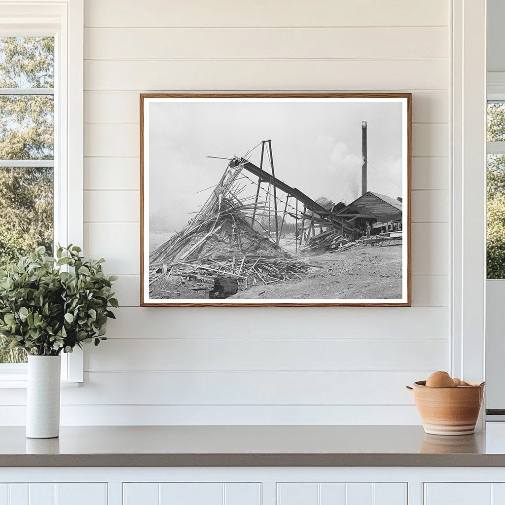 Sawmill in Wells Texas April 1939 Waste Lumber Burning