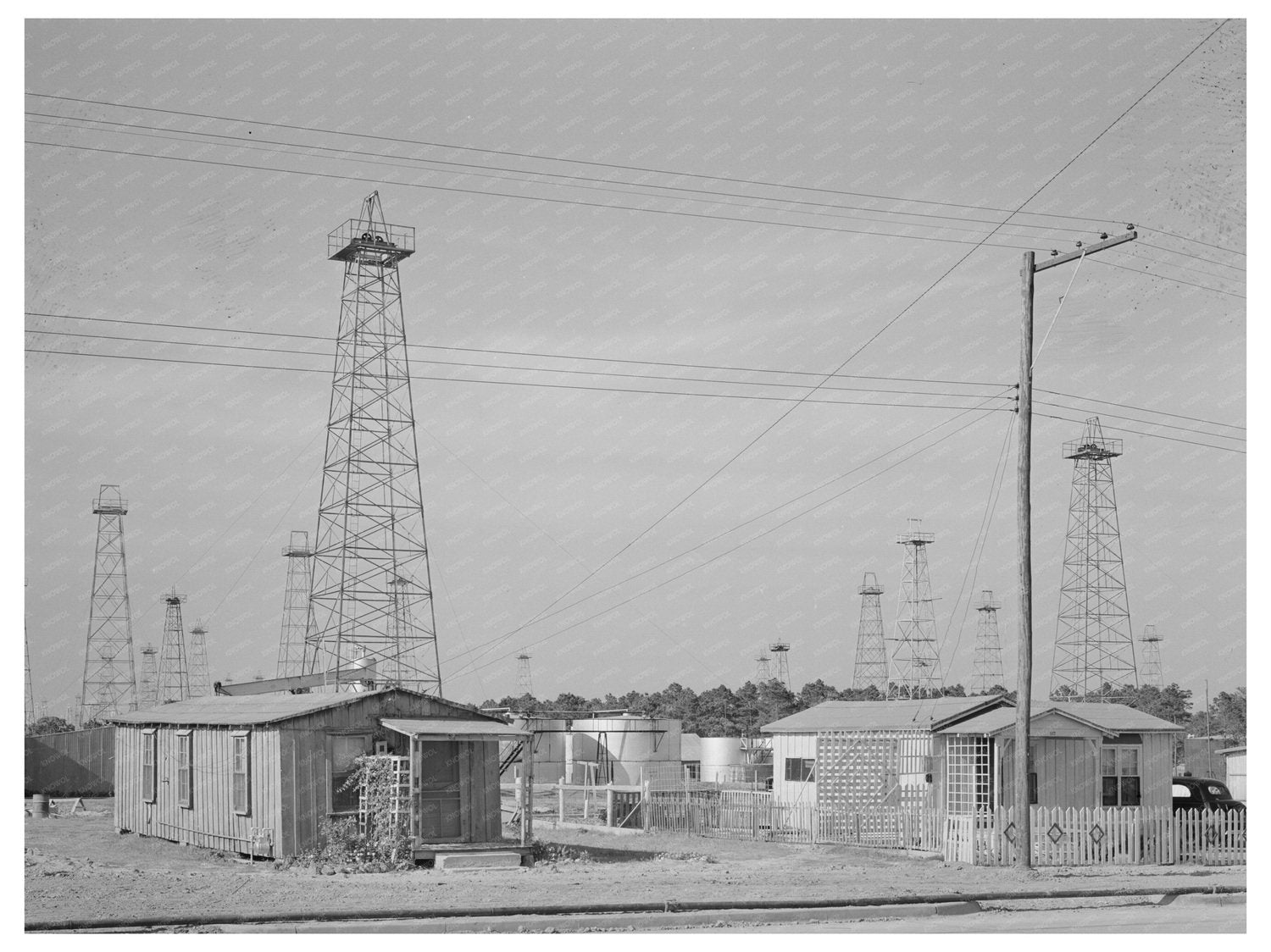 Oil Derricks Forest in Kiger Texas April 1939