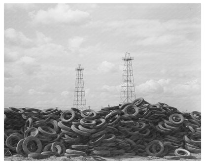 Vintage 1939 Image of Worn Tires in Kilgore Texas