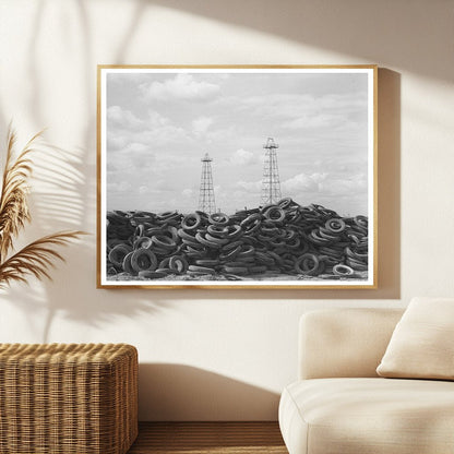 Vintage 1939 Image of Worn Tires in Kilgore Texas