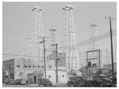 Kilgore Texas Downtown with Oil Derricks April 1939