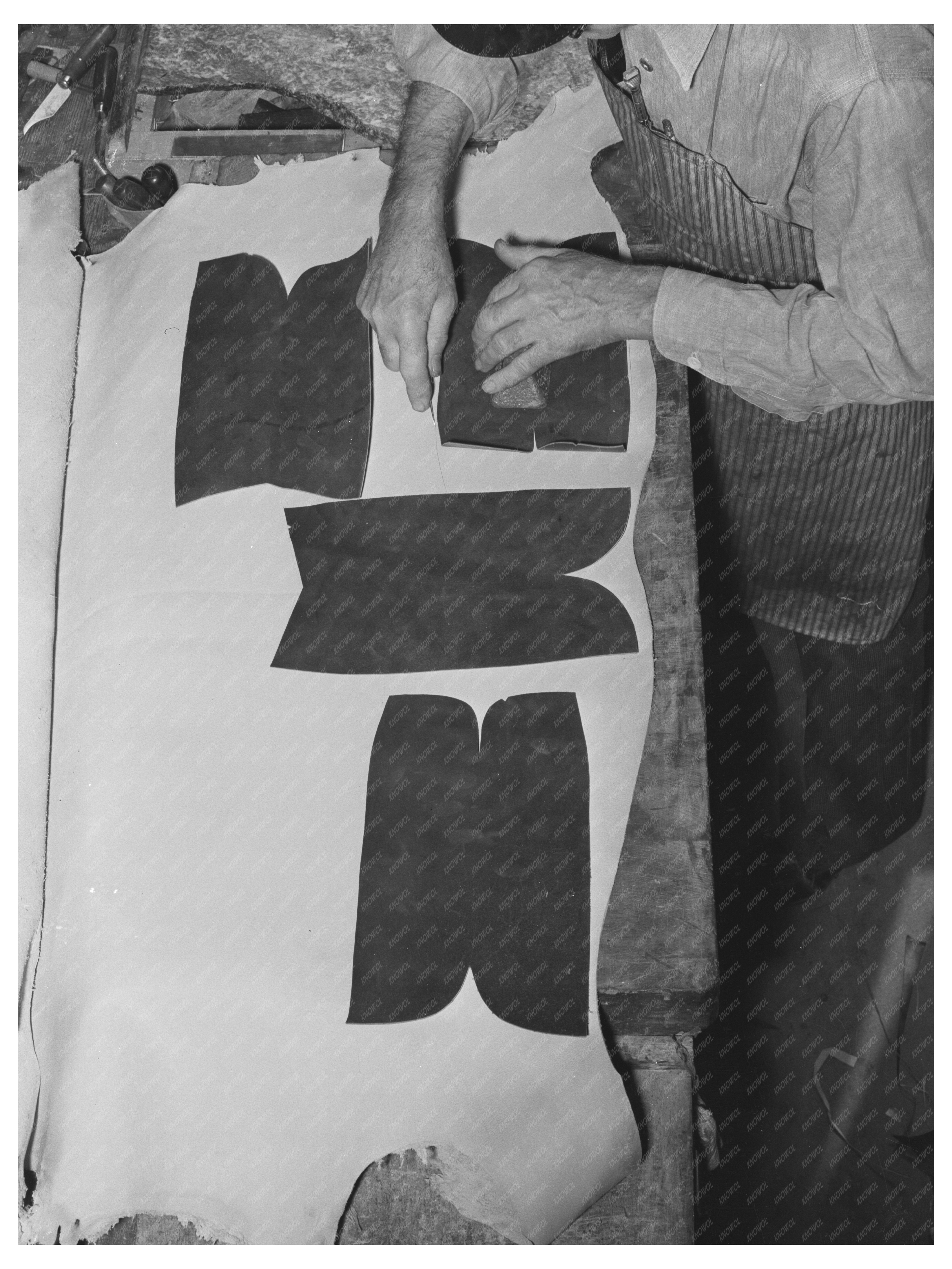 Bootmaking Shop in Alpine Texas May 1939 Vintage Photo