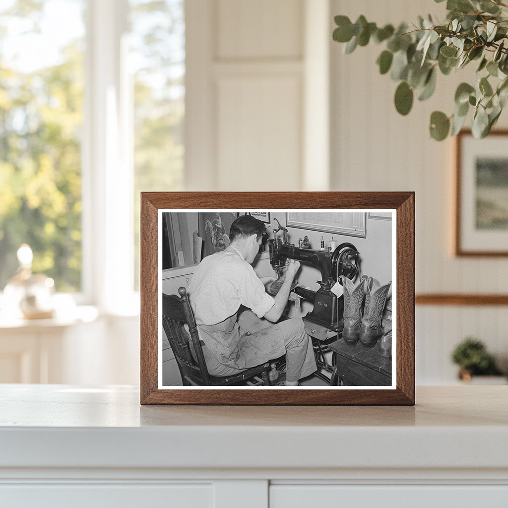 Vintage Boot Shop Scene in Alpine Texas 1939