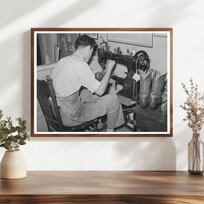 Vintage Boot Shop Scene in Alpine Texas 1939