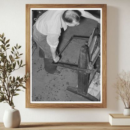 Vintage Bootmaking Shop in Alpine Texas May 1939