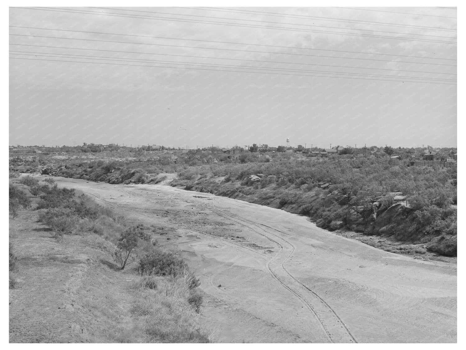 Wagon Tracks on Dry Colorado River Bed Texas 1939