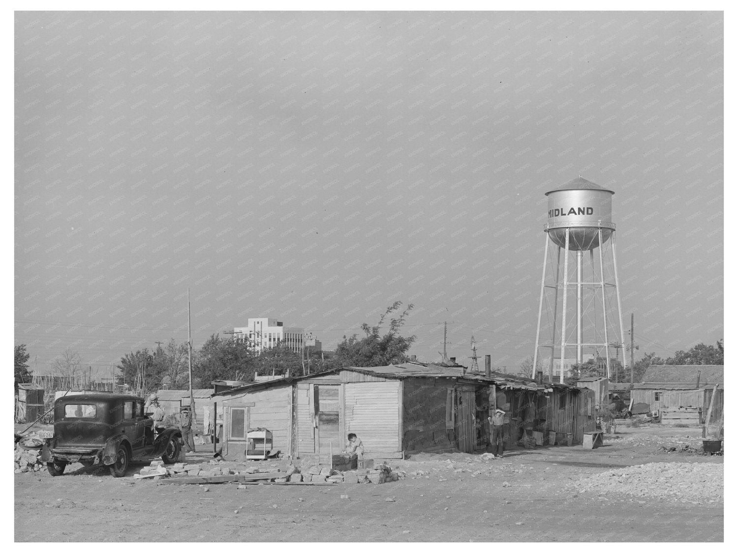 Midland Texas View from Mexican Quarter 1939