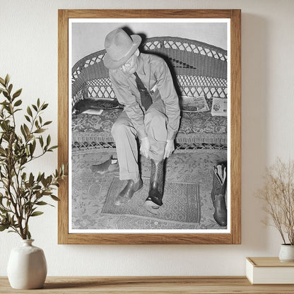 Customer Trying on Boots in Alpine Texas 1939